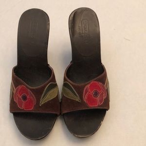 Coach wood wedge sandals size 7.5